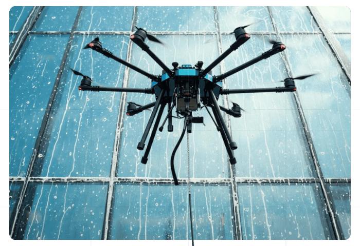 Professional drone cleaning demonstration